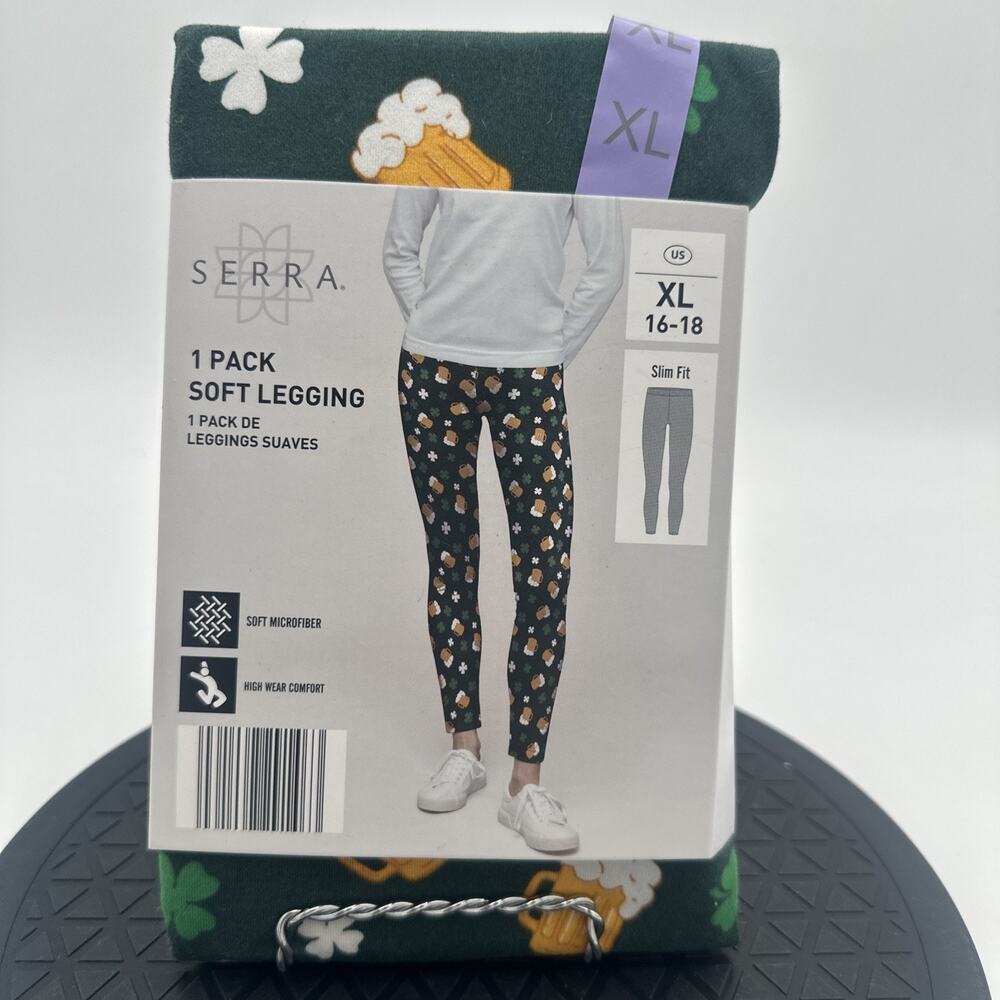 Serra Beer Mugs Irish Clover Soft Legging XL 16-18 St Patrick